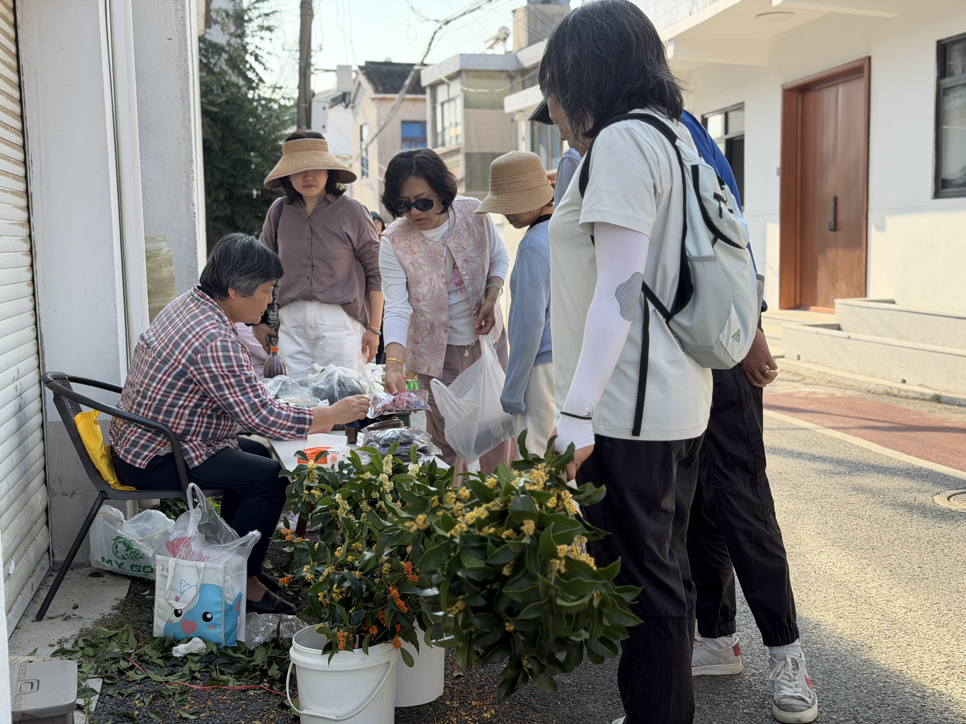 村民在家门口摆摊卖农产品。苏报融媒记者 徐靖怡/摄